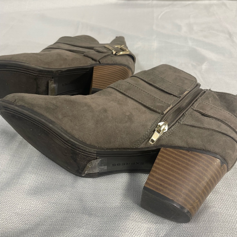 Heeled Ankle Booties -  dark gray brown size 7 - Picture 4 of 7